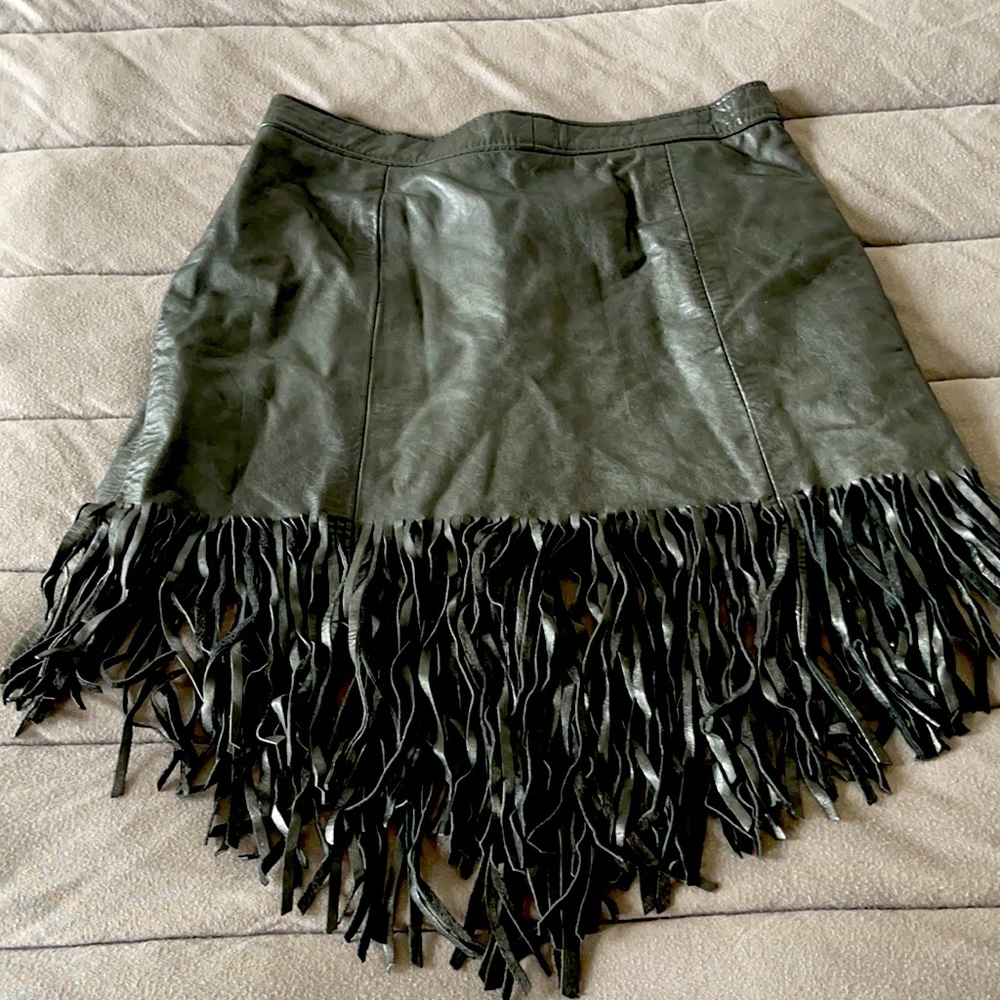 Vintage leather fringe mini